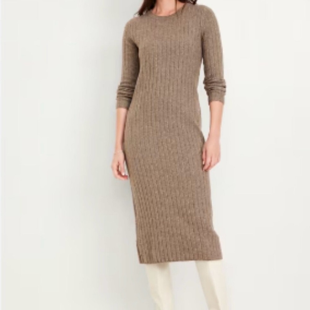 Old Navy Taupe Long Sleeve Knit Dress